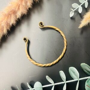 Vintage‎ Artisanal Brass Cuff Bracelet | Twist Design Boho Gypsy Earthy Gift